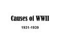 Causes of WWII PowerPoint PPT Presentation
