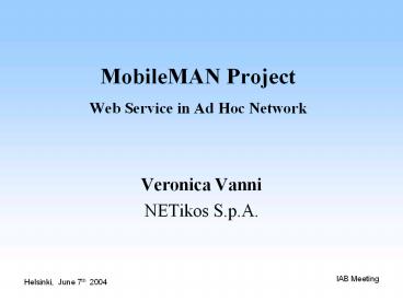 MobileMAN Project Web Service in Ad Hoc Network