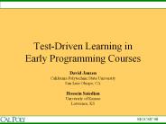 Test-Driven Learning in Early Programming Courses