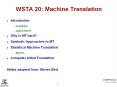 WSTA 20: Machine Translation PowerPoint PPT Presentation