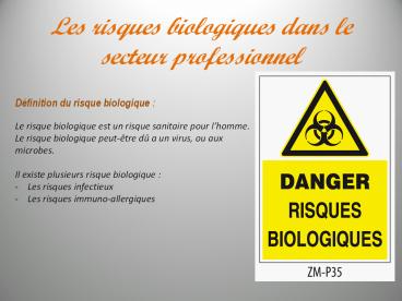 Les risques biologiques dans le secteur professionnel