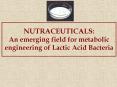 NUTRACEUTICALS:%20An%20emerging%20field%20for%20metabolic%20engineering%20of%20Lactic%20Acid%20Bacteria PowerPoint PPT Presentation