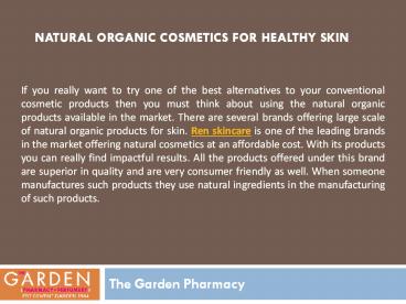 Natural Organic Cosmetics for Healthy Skin