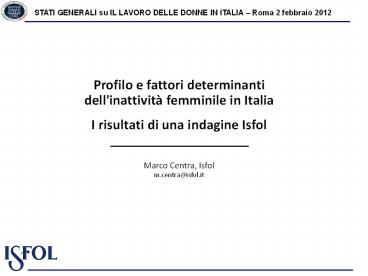 STATI GENERALI su IL LAVORO DELLE DONNE IN ITALIA 