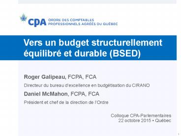 Vers un budget structurellement 