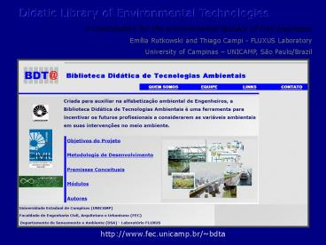 Didactic Library of Environmental Technologies
