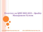 Overview on QMS 9001:2015 – Quality Management System