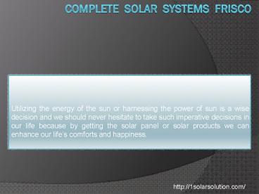 Complete Solar Solution Frisco