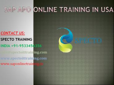 sap apo online training in australia