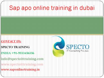 sap apo online training in dubai