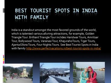 Best tourist spots in india with family