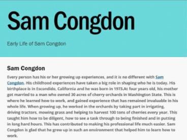 Sam Congdon in a Nutshell