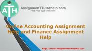 Online Accounting and Finance Assignment Help