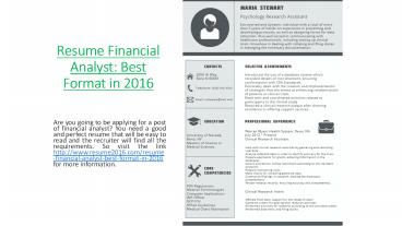Resume Financial Analyst: Best Format in 2016