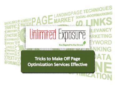Tricks to Make Off Page Optimization Services Effective