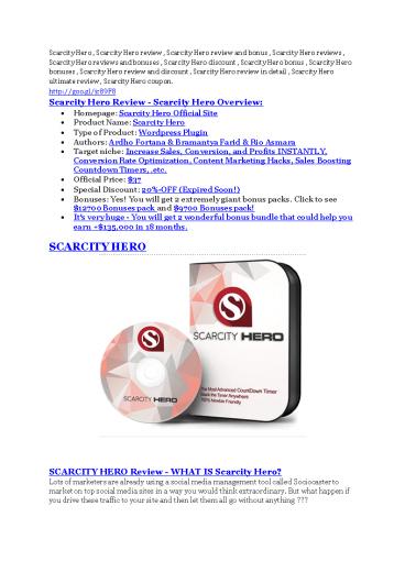 Scarcity Hero Review-$9700 Bonus & 80% Discount