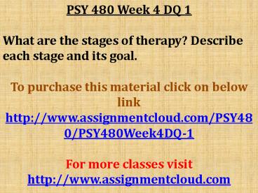 PSY 480 Week 4 DQ 1
