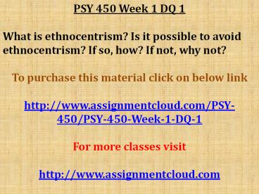 PSY 450 Week 1 DQ 1