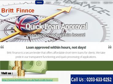 Smart Borrowing Loans For Bad Credit at Britt Finance