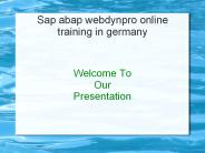 SAP ABAP WEBDYNPRO Online Training in Germany