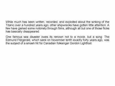 Classic Songs About Shipwrecks