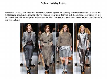 Fashion Holiday Trends