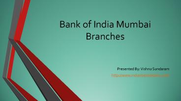 SWIFT code Bank of India Mumbai Branches