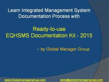 EQHSMS Documetation Kit by Global Manager Group