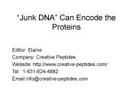 “Junk DNA” Can Encode the Proteins