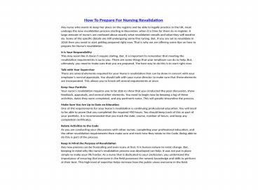 How To Prepare For Your Nursing Revalidation
