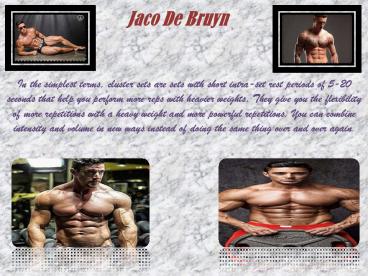 Jaco De Bruyn - Cluster Set Training