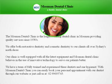 Professional Dentist Mosman