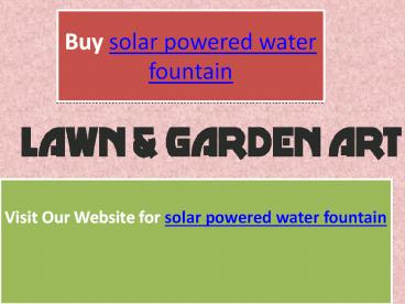 solar powered water fountain