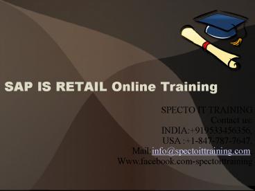 SAP IS RETAIL Online training in INDIA