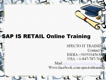 SAP IS RETAIL Online Training in SAUDI ARABIA