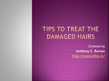 Tips To Treat The Damaged Hairs