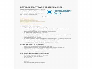Reverse Mortgage Requirements