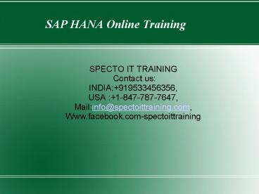 BEST SAP HANA DEVELOPMENT Online Training