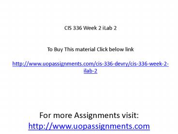 CIS 336 Week 2 iLab 2