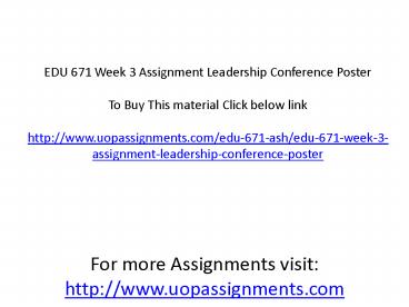 EDU 671 Week 3 Assignment Leadership Conference Poster