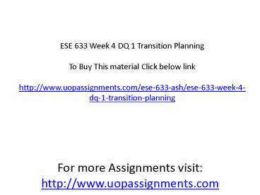 ESE 633 Week 4 DQ 1 Transition Planning