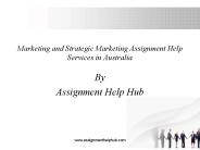 Marketing and Strategic Marketing Assignment Help Services