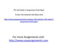 PSY 303 Week 5 Assignment Final Paper