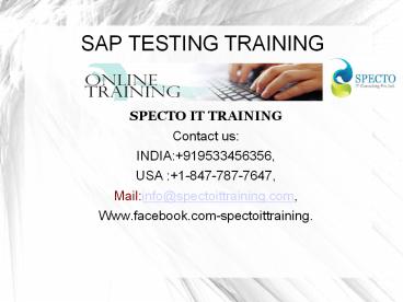 ONLINE SAP TESTING TRAINING|SAP CERTIFICATION