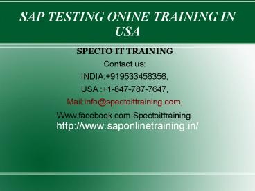 SAP TESTING TRAINING|ONLINE TRAINING|CERTIFICATION