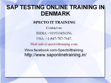 SAP TESTING/CLASSES/ONLINE CLASSES/CERTIFICATION IN CANADA
