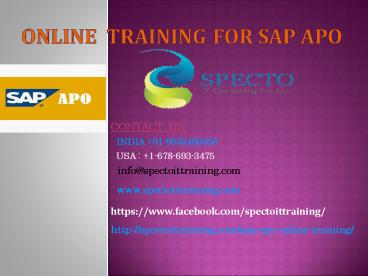 sap apo training in thailand,uk,usa