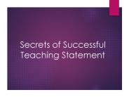 Secrets of Successful Teaching Statement