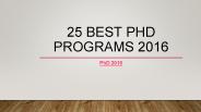 25 Best phd programs 2016