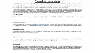 Bungalow Home plans